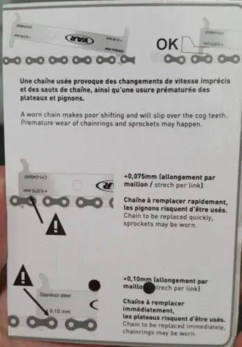 Guide explicatif sur l'utilisation du testeur de chaine et des valeurs à respecter +0.075mm et 0.10mm