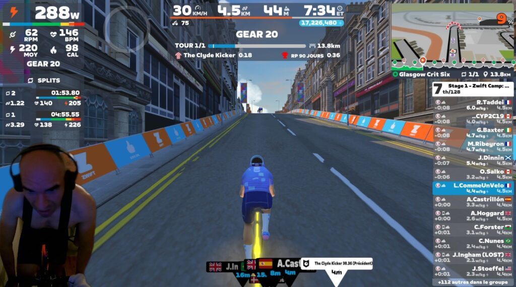 Montée en pleine course sur Zwift