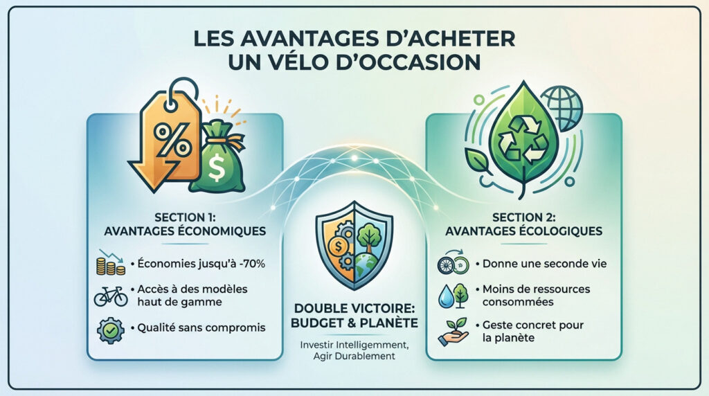 Liste des avantages d'achat d'un vélo d'occasion (infographie)