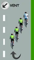 Le cycliste blanc est devant en éventail par la droite