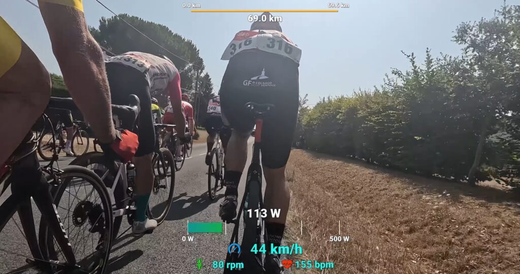 Bloqué à 200 Watts sur la ligne droite proche de l'arrivée