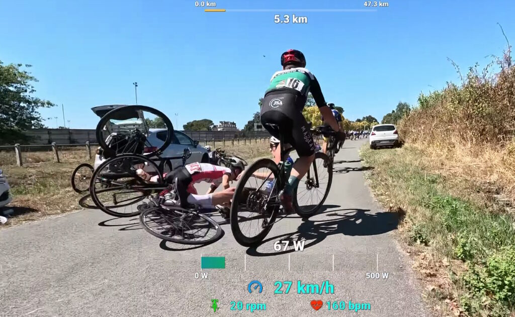 Chute collective vélo juste devant