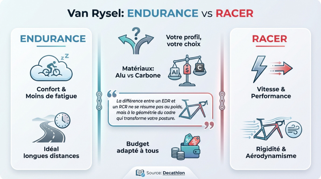 Comparaison technique des vélos Van Rysel EDR et RCR
