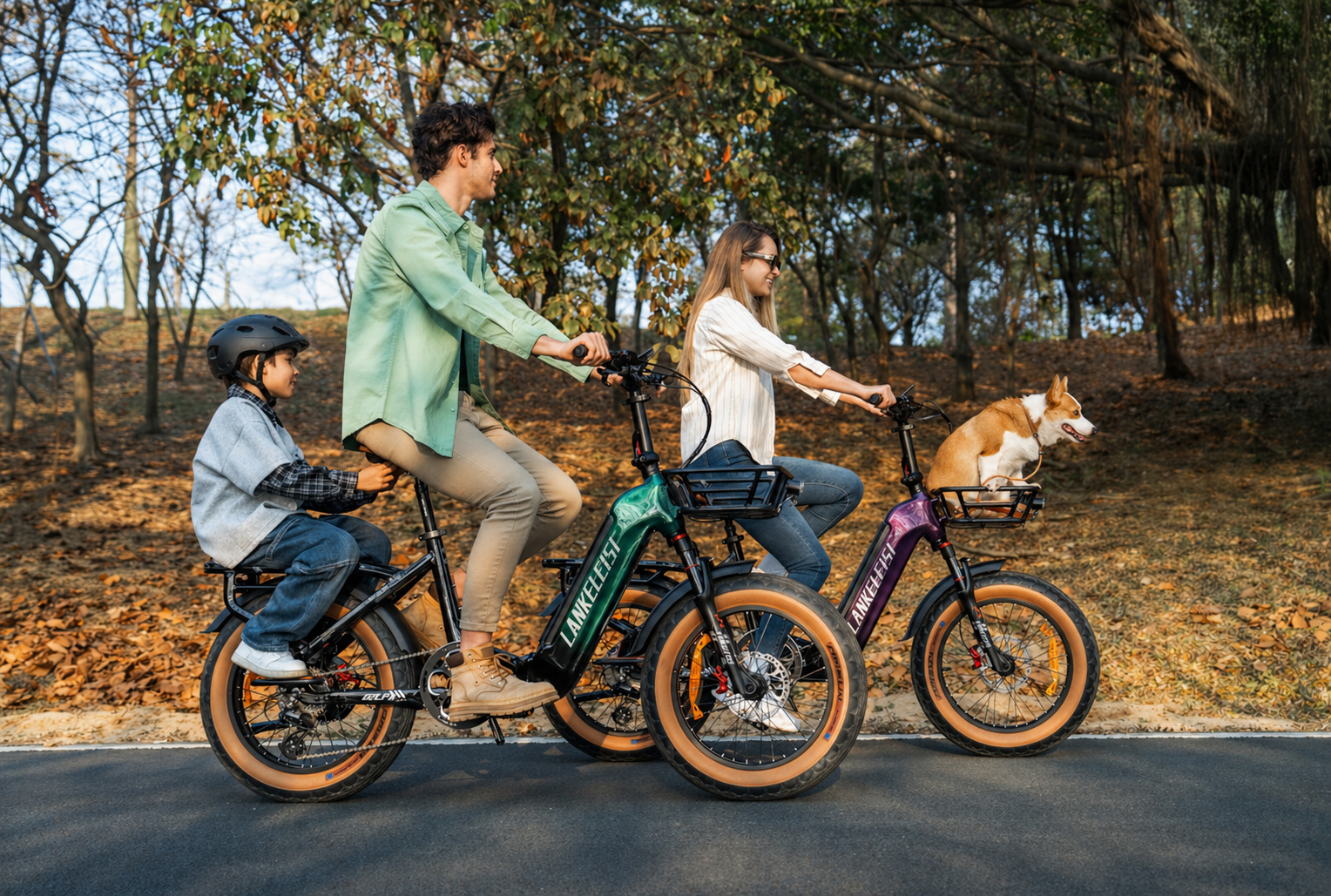 Une famille de 3 personnes sur le Golf-X
