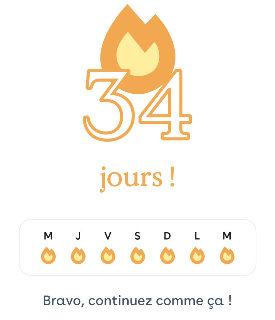 Affichage du nombre de jours où j'ai utilisé Foodvisor