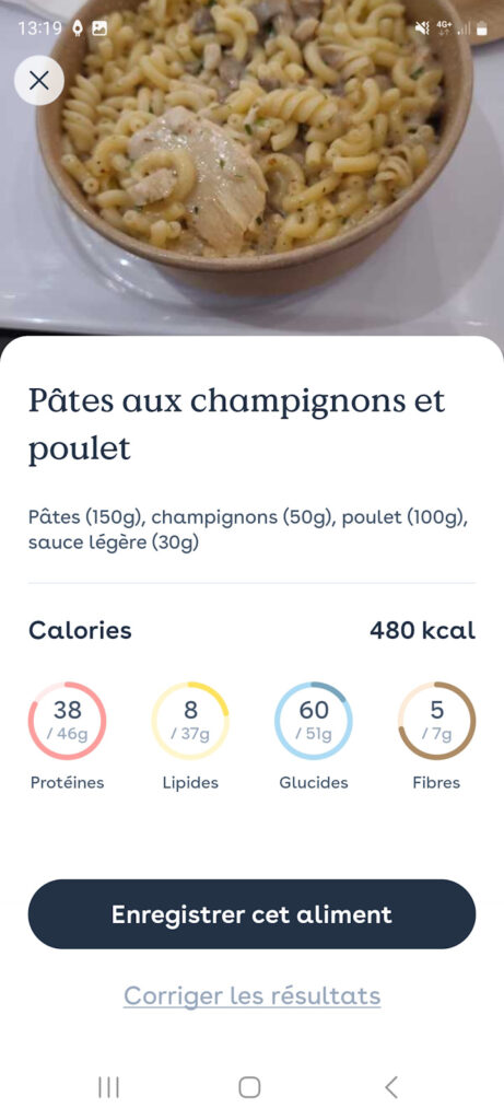 Estimation en 2 secondes des calories d'un repas avec Foodvisor