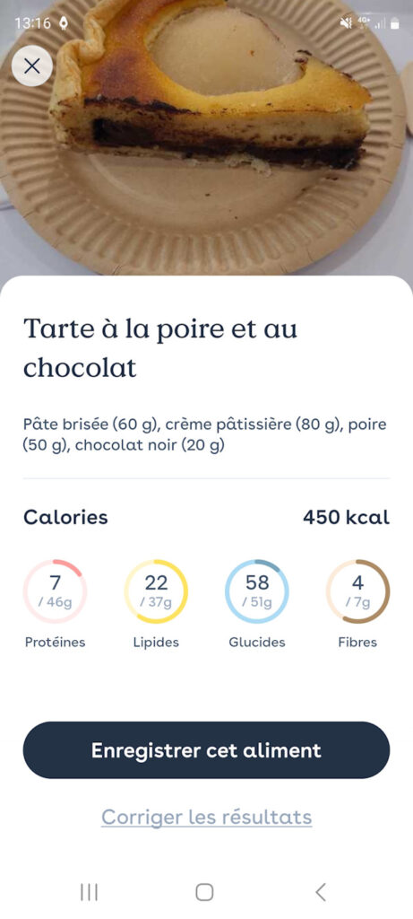Calories estimées par Foodvisor