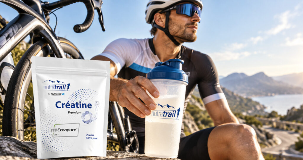 Un cycliste avec un sachet de créatine