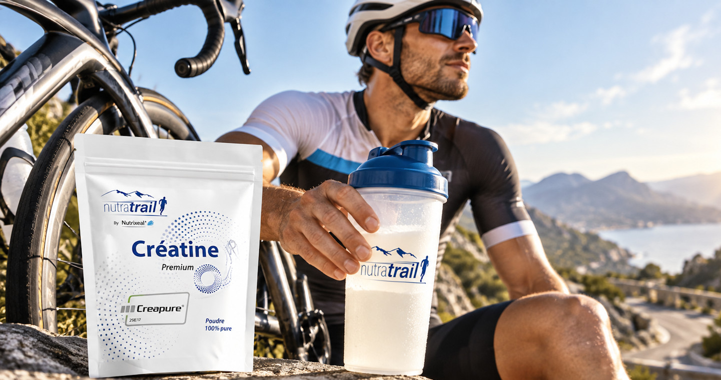 Un cycliste avec un sachet de créatine